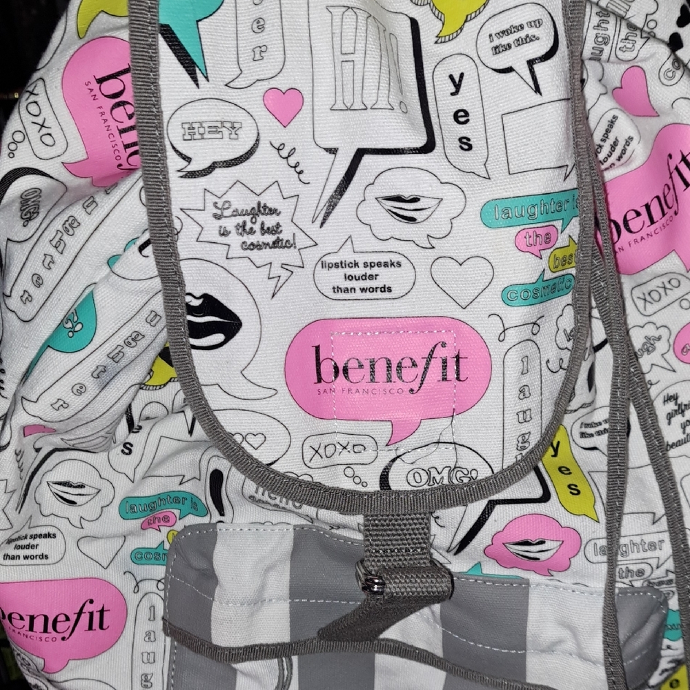 Benefit Graphic Speech Bubble Backpack - Pink, Black, Gray